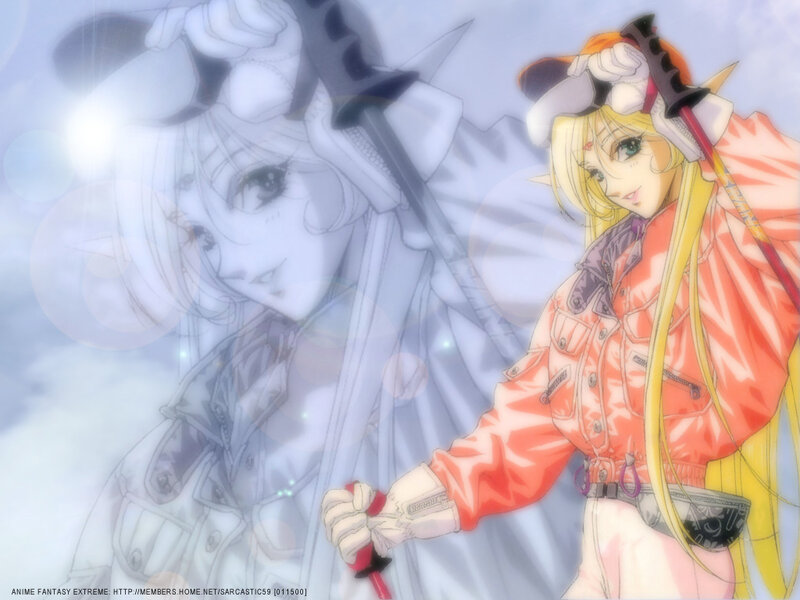 Blonde Anime Girl with Sword — Orange, Dramatic