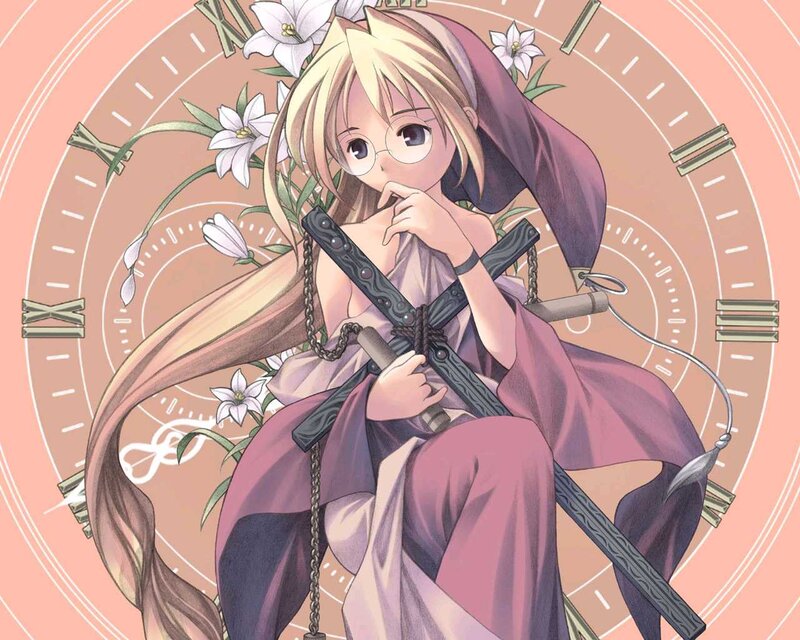Blonde Anime Girl with Sword — Pink