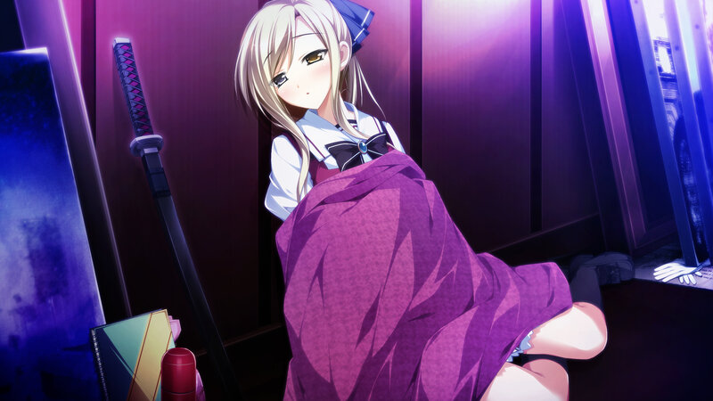 Blonde Anime Girl with Sword — Purple