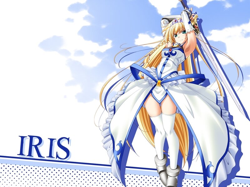 Blonde Anime Girl with Sword — White, Confident, Afternoon