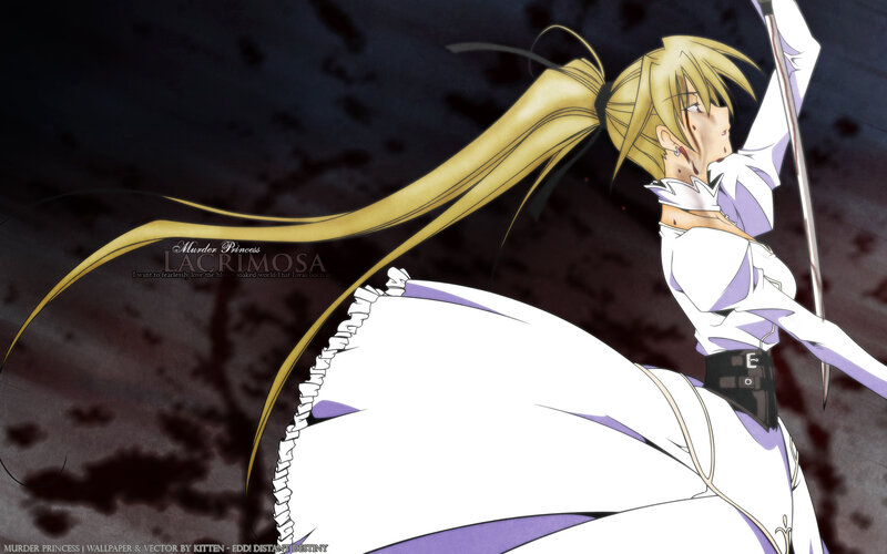 Blonde Anime Girl with Sword — White, Dramatic, Night