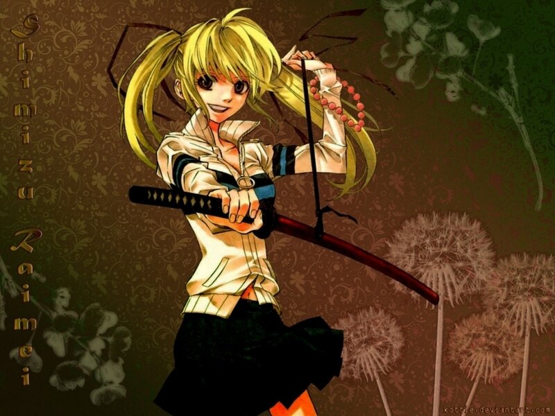 Blonde Anime Girl with Sword — Yellow, Confident, Dandelions