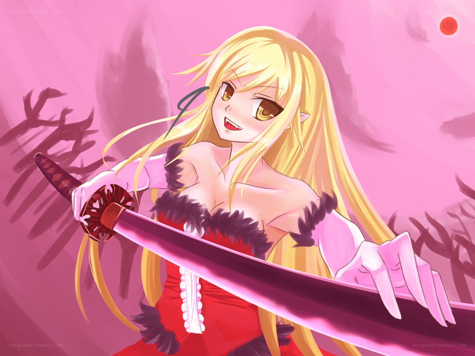 blonde anime girl with sword