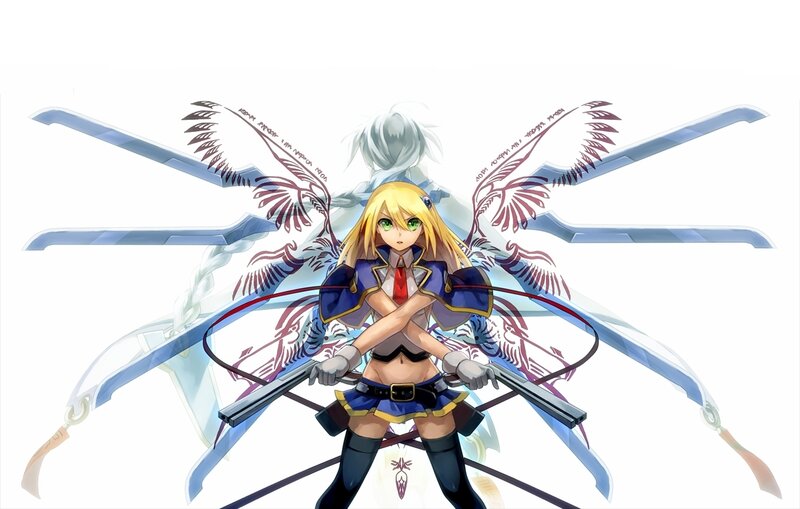 Blonde Anime Girl with Swords — Blue