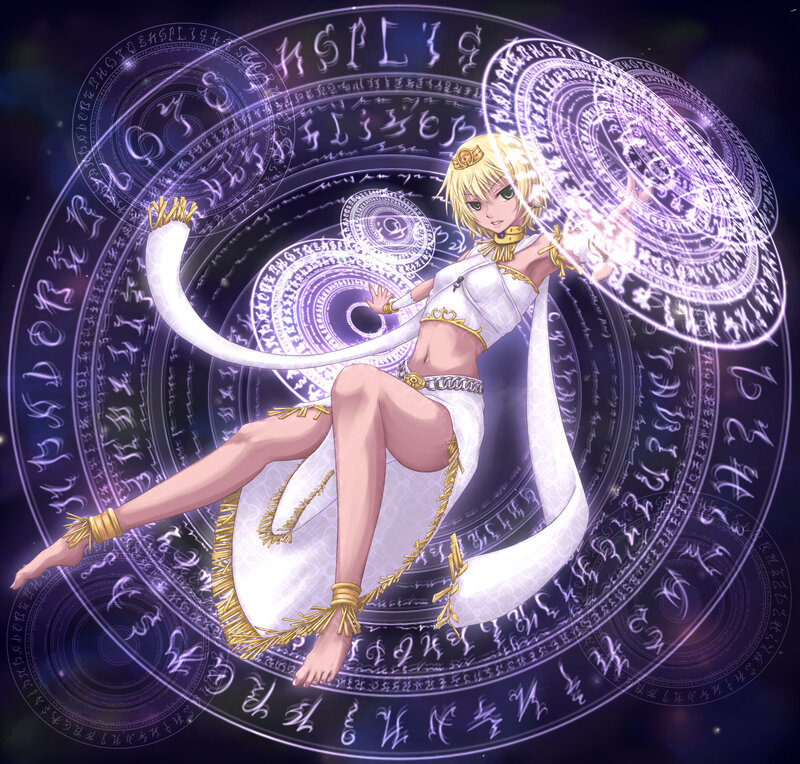 Blonde Anime Girl with Tail — Purple