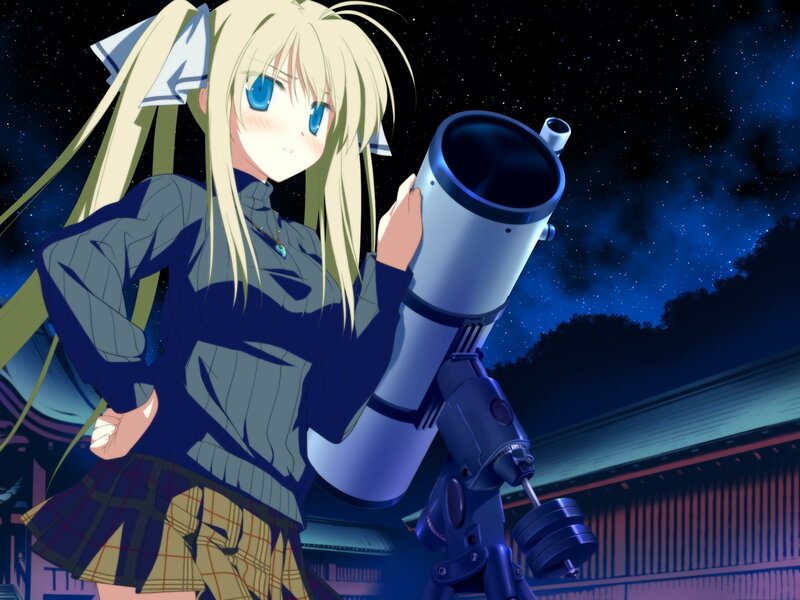 Blonde Anime Girl with Telescope