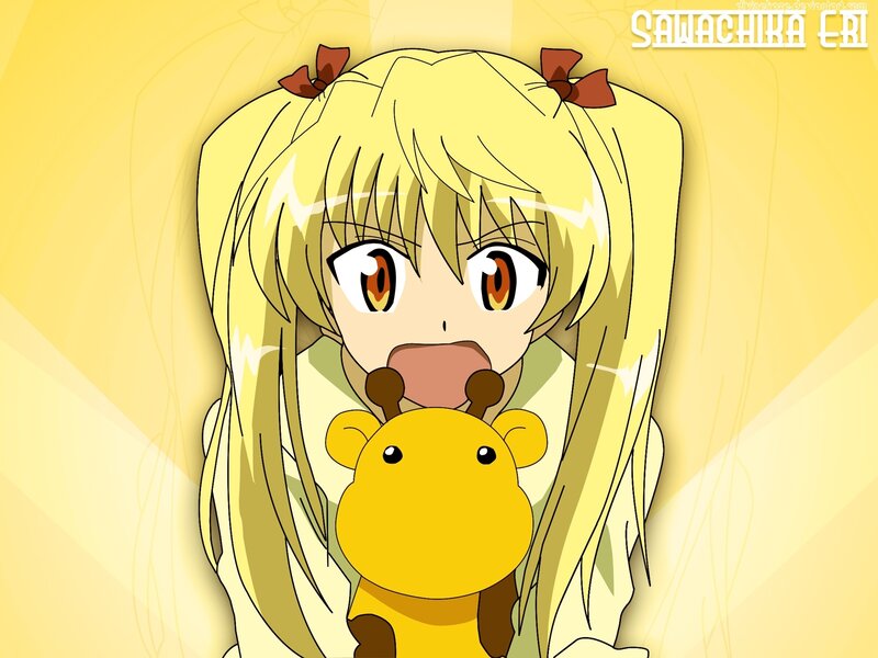 blonde anime girl with toy
