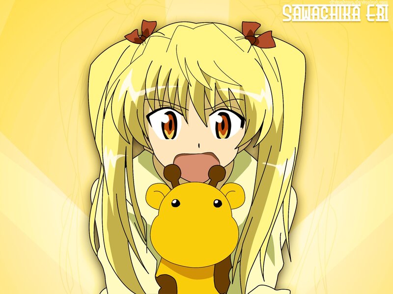 blonde anime girl with toy