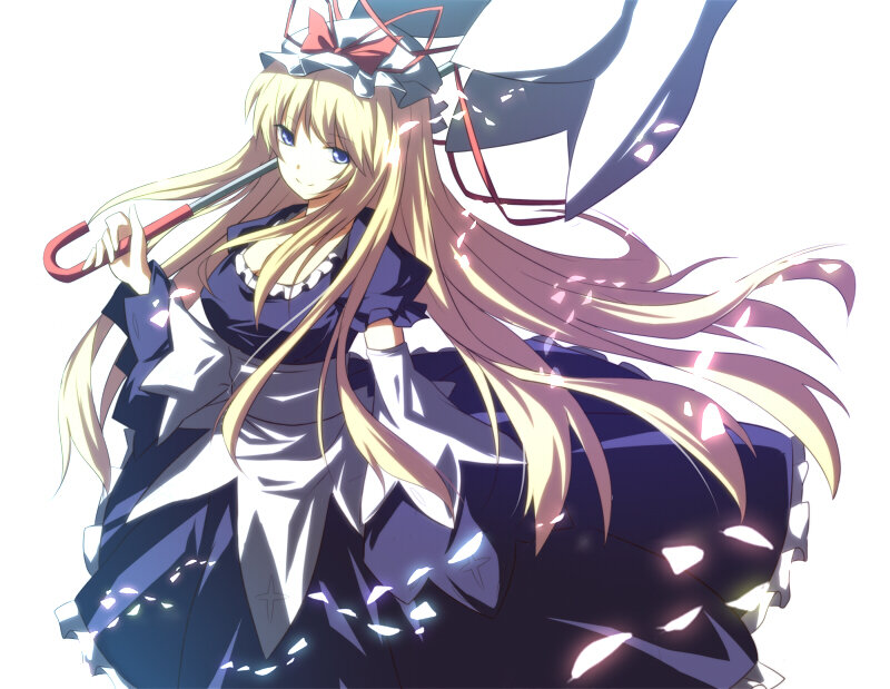 Blonde Anime Girl with Umbrella — Blue