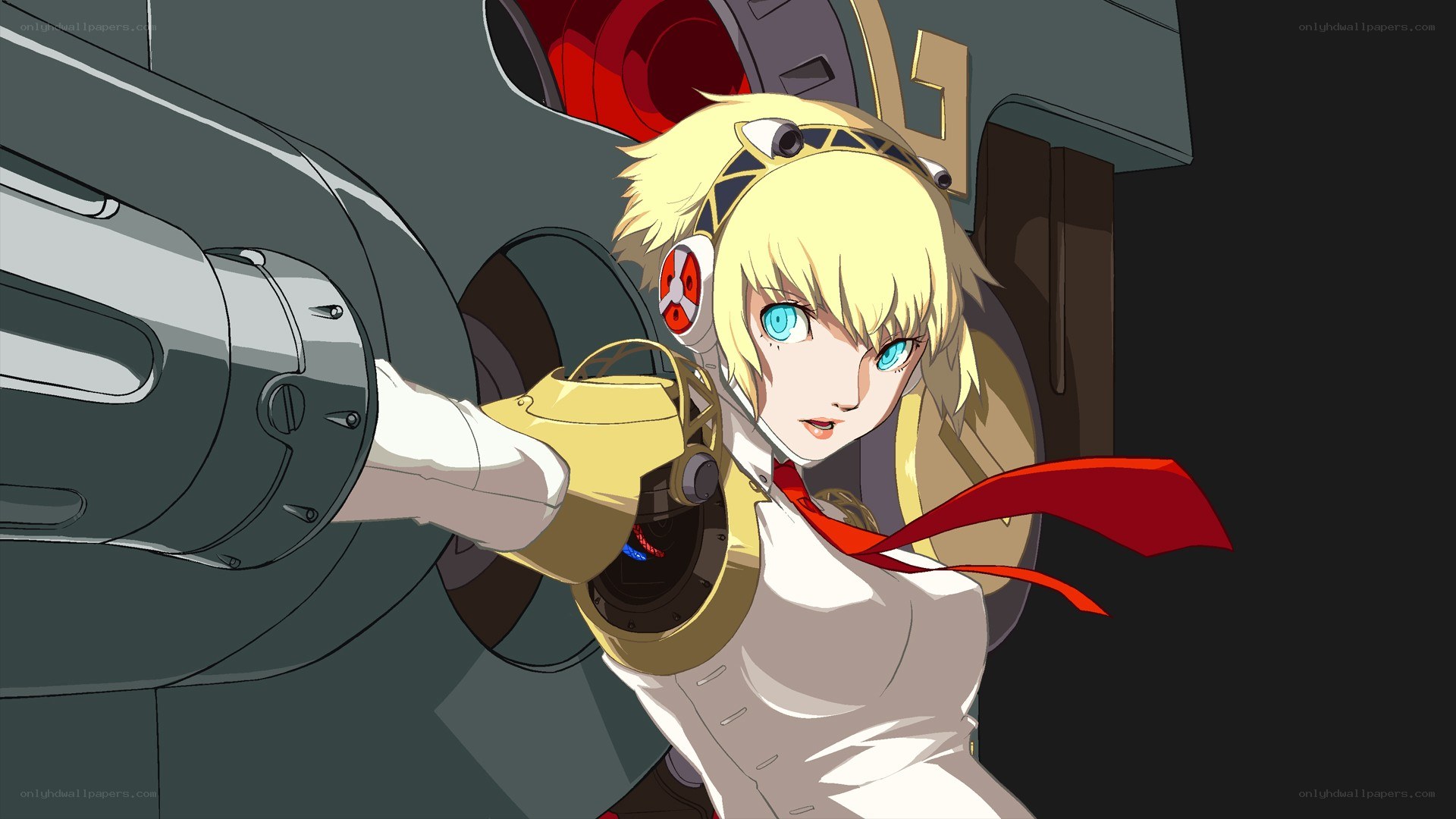 blonde anime girl with weapon