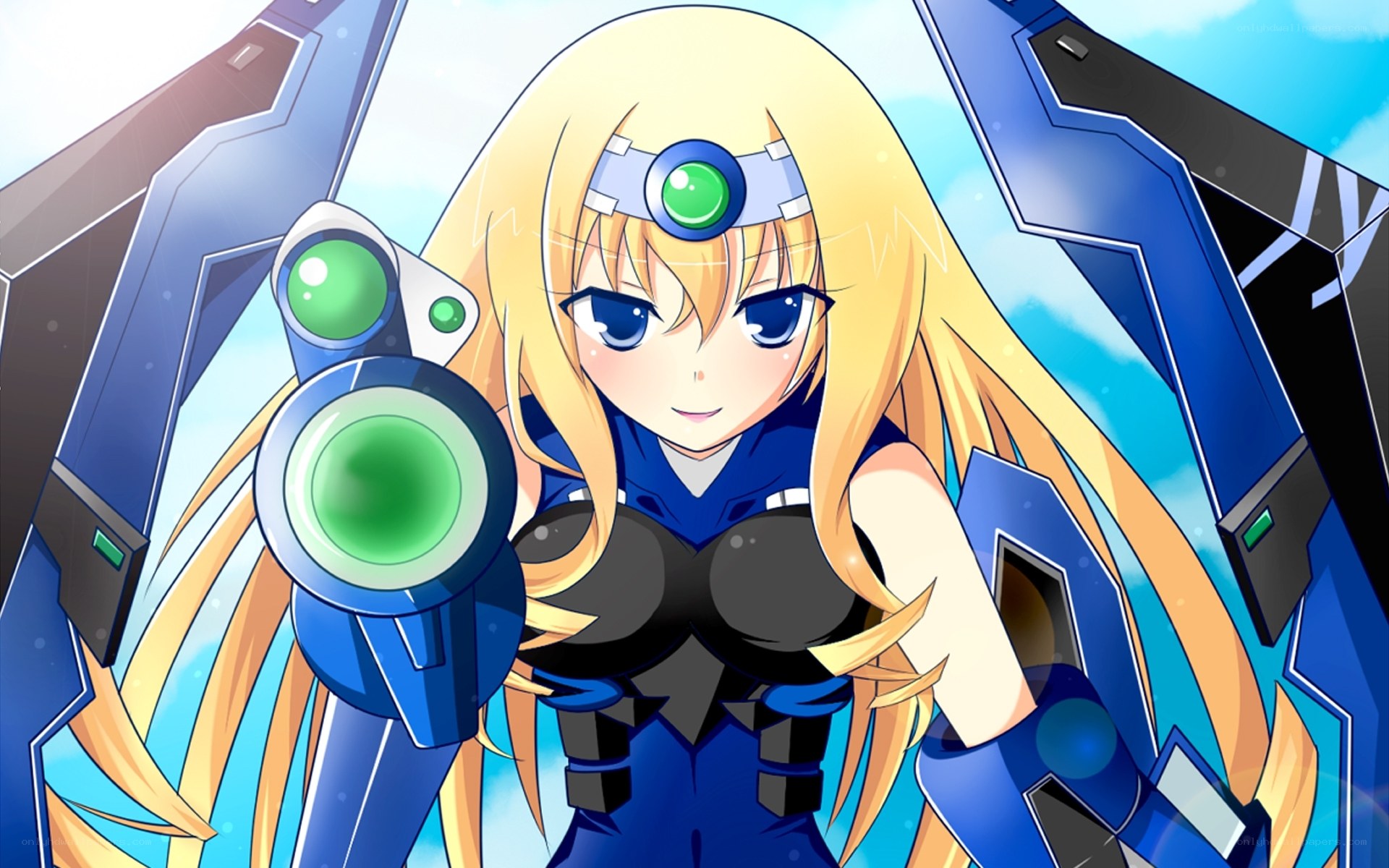 blonde anime girl with weapon