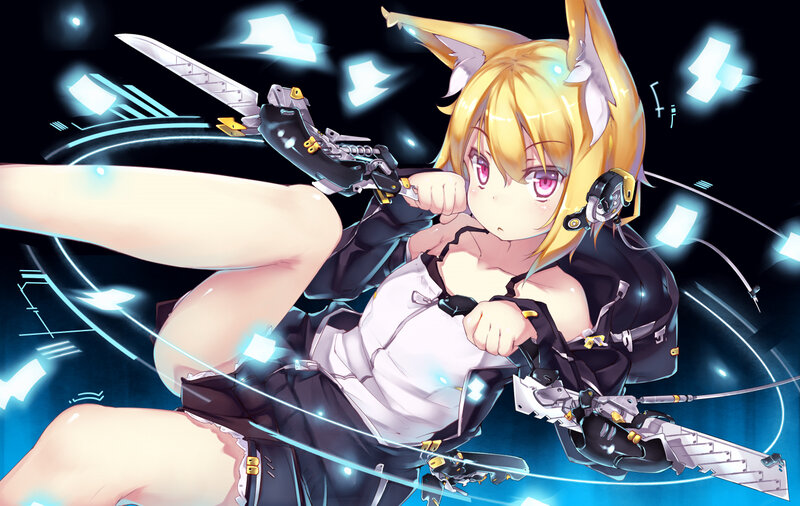 Blonde Anime Girl with Weapons