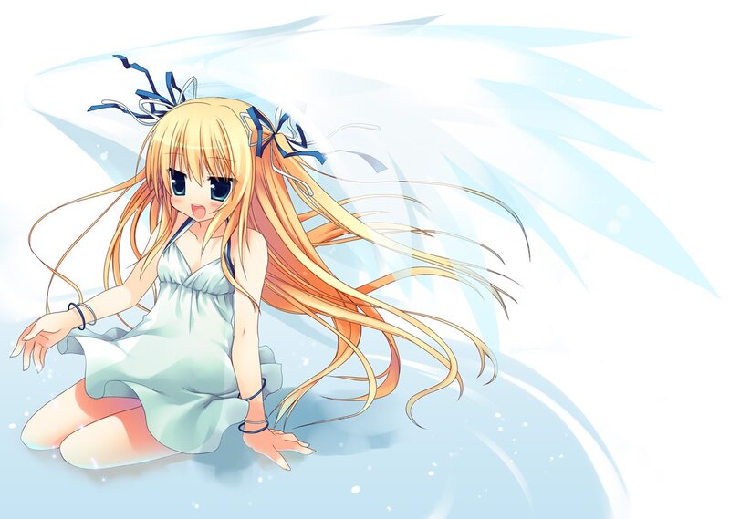 blonde anime girl with wings