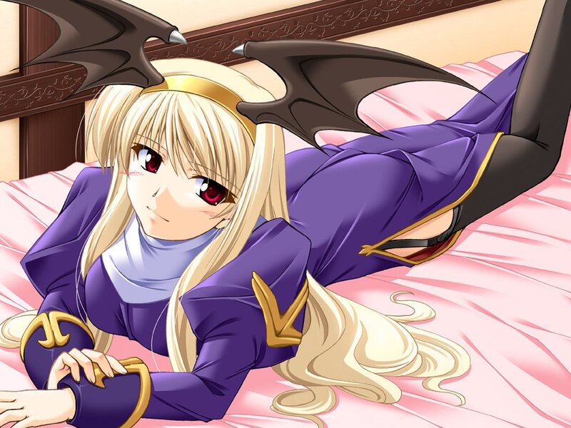 blonde anime girl with wings