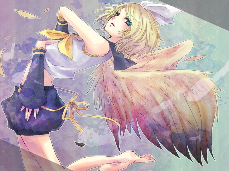 blonde anime girl with wings