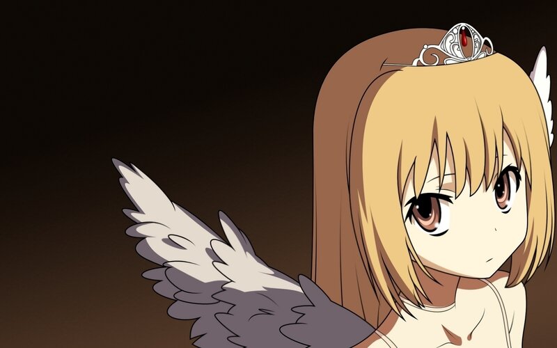 Blonde Anime Girl with Wings — Brown, Dramatic