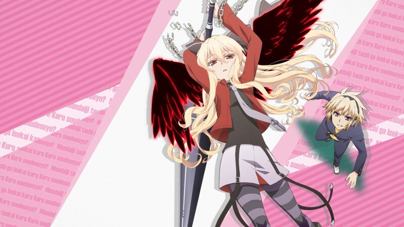 Blonde Anime Girl with Wings — Pink, Dramatic