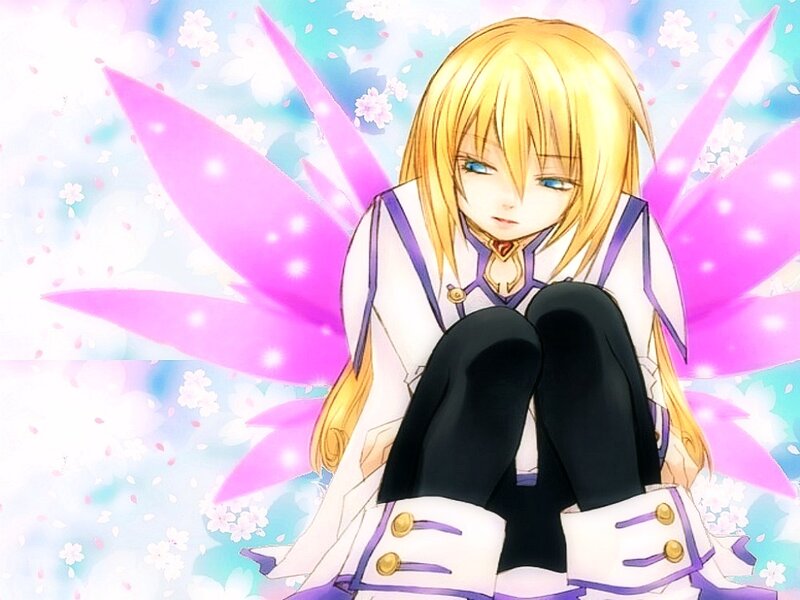Blonde Anime Girl with Wings — Pink