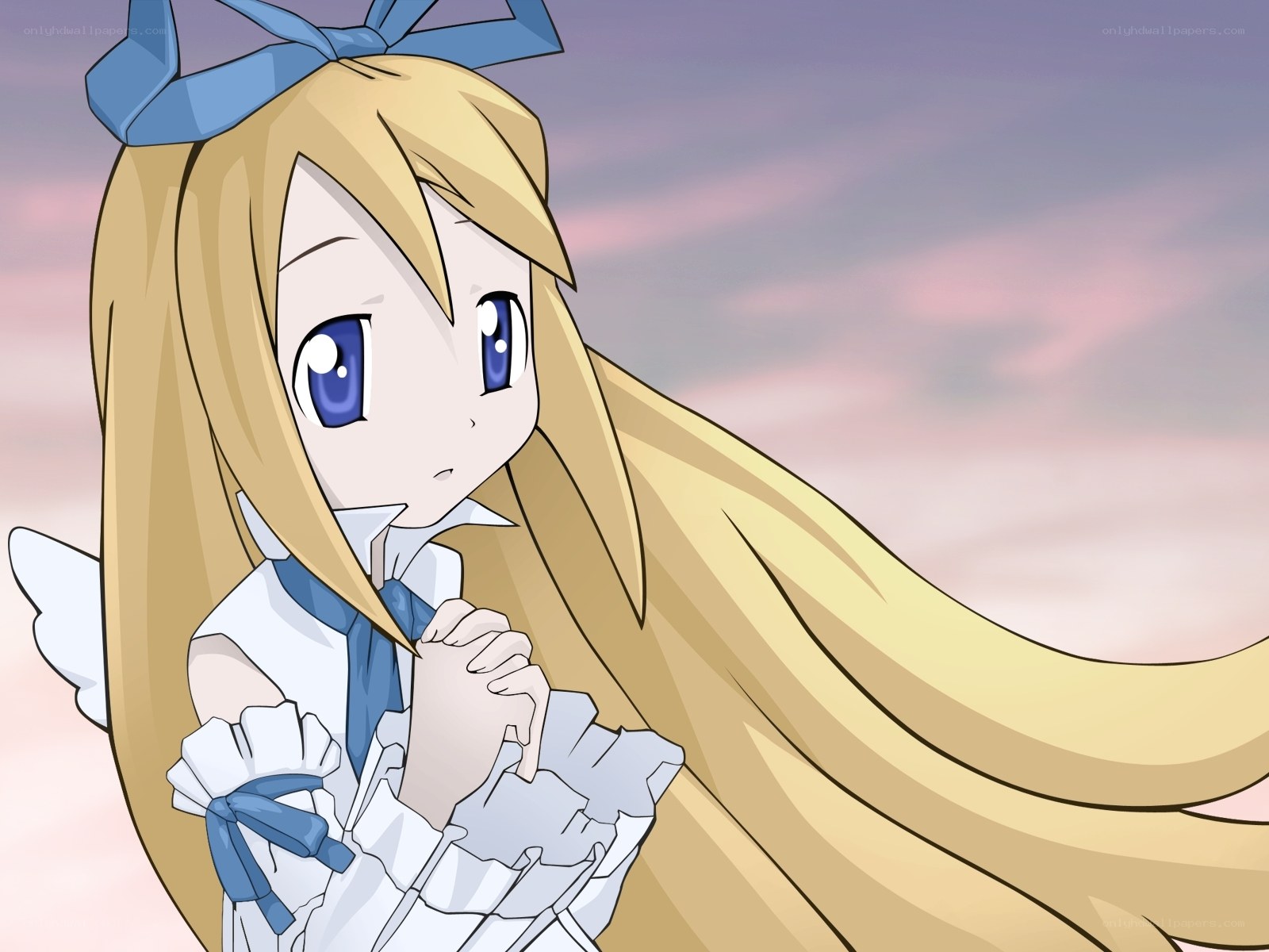 blonde anime girl with wings