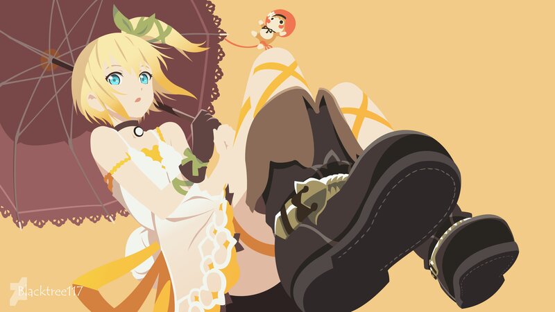 Blonde Anime Girl — Yellow, Calm, Afternoon, Umbrella