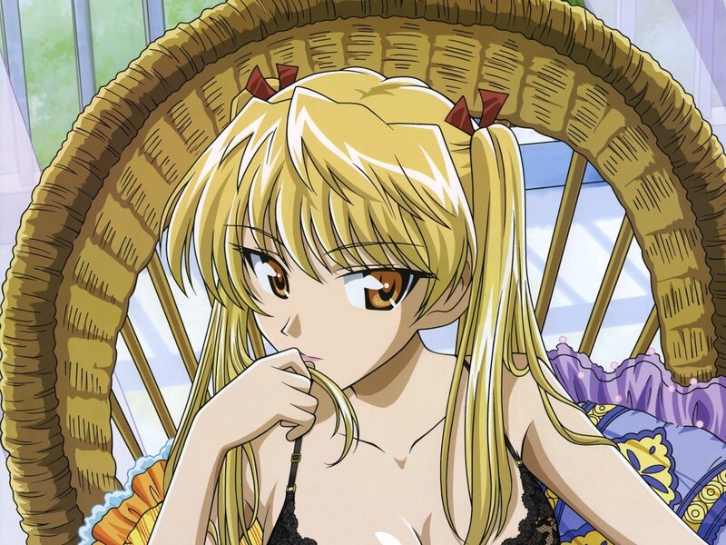 Blonde Anime Girl — Yellow, Calm, Afternoon, Wicker Chair