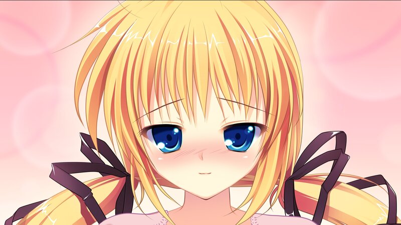 Blonde Anime Girl — Yellow, Calm, Blue Eyes, Bows