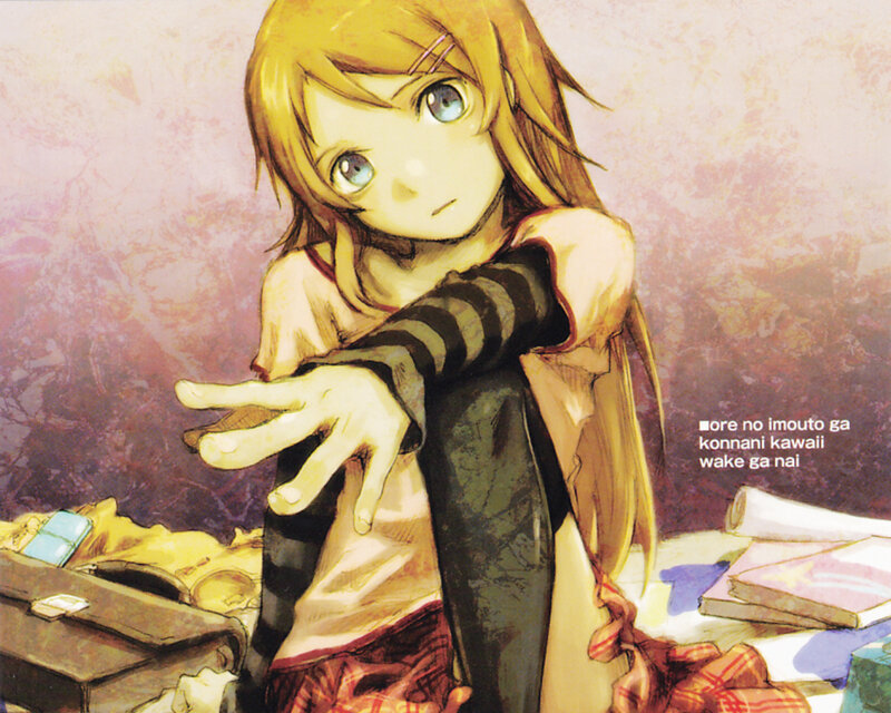 Blonde Anime Girl — Yellow, Calm, Books, Desk