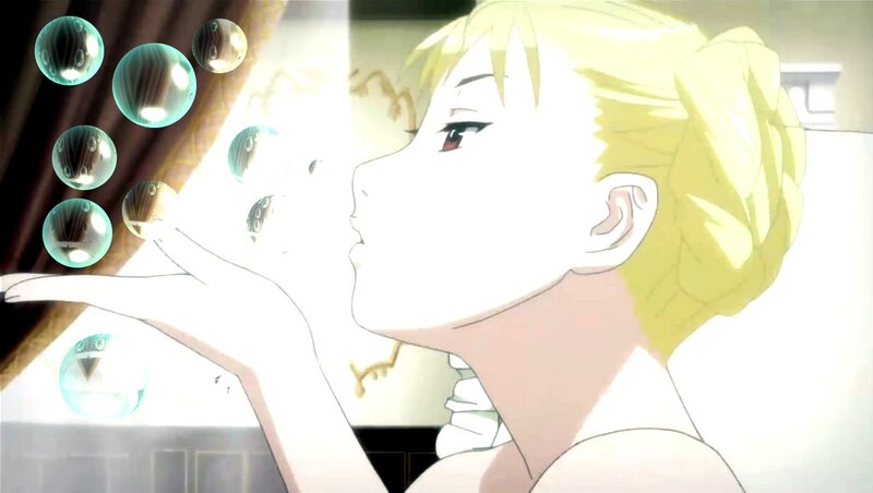 Blonde Anime Girl — Yellow, Calm, Bubbles