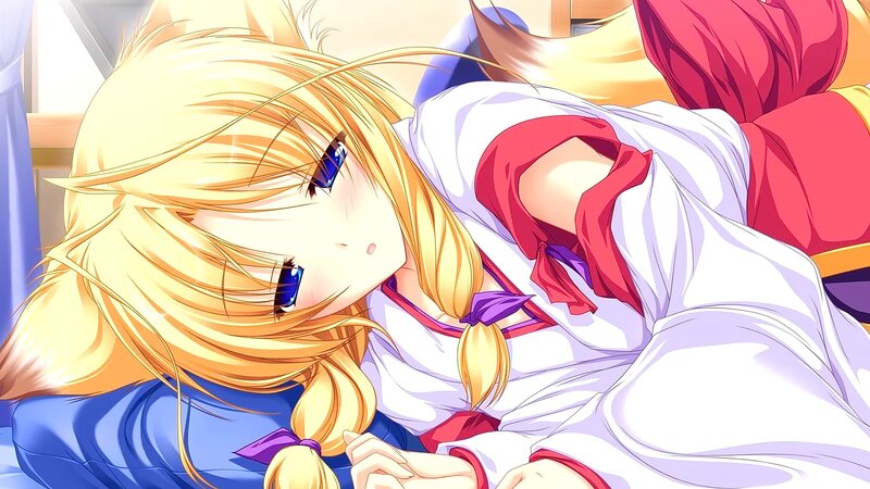 Blonde Anime Girl — Yellow, Calm, Morning, Bed, Pillow