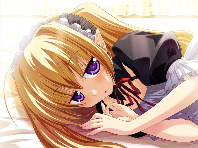 Blonde Anime Girl — Yellow, Calm, Morning, Bed