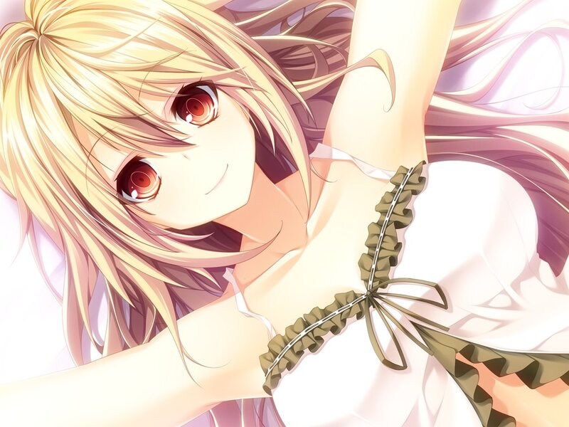 Blonde Anime Girl — Yellow, Calm, Red Eyes