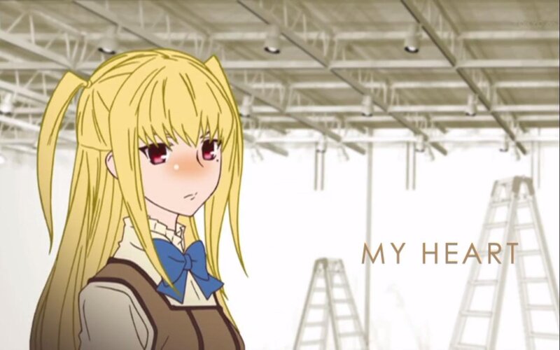 Blonde Anime Girl — Yellow, Calm, School Uniform, Ladder