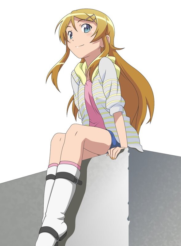 Blonde Anime Girl — Yellow, Calm, Striped Shirt