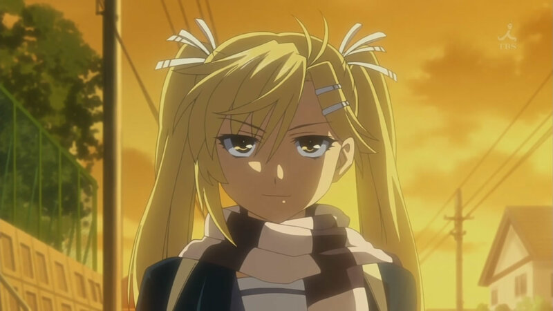 Blonde Anime Girl — Yellow, Calm, Sunset, Scarf