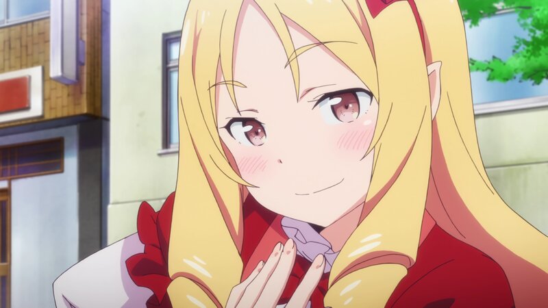Blonde Anime Girl — Yellow, Cheerful, Afternoon, Building