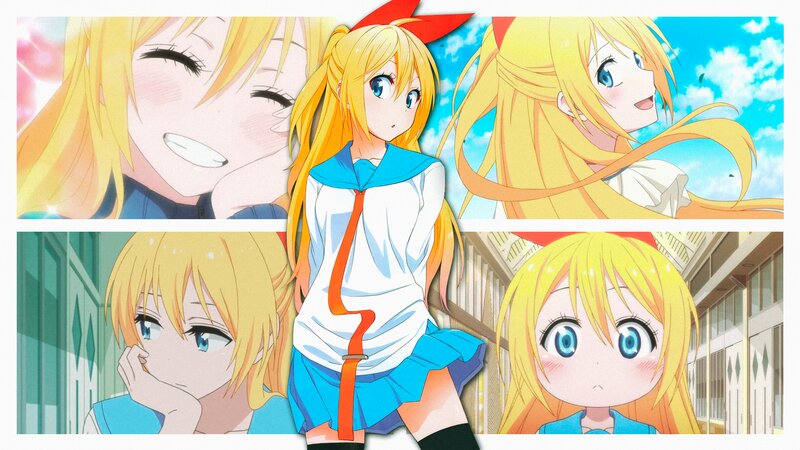 Blonde Anime Girl — Yellow, Cheerful, Afternoon, School Uniform, Pigtails