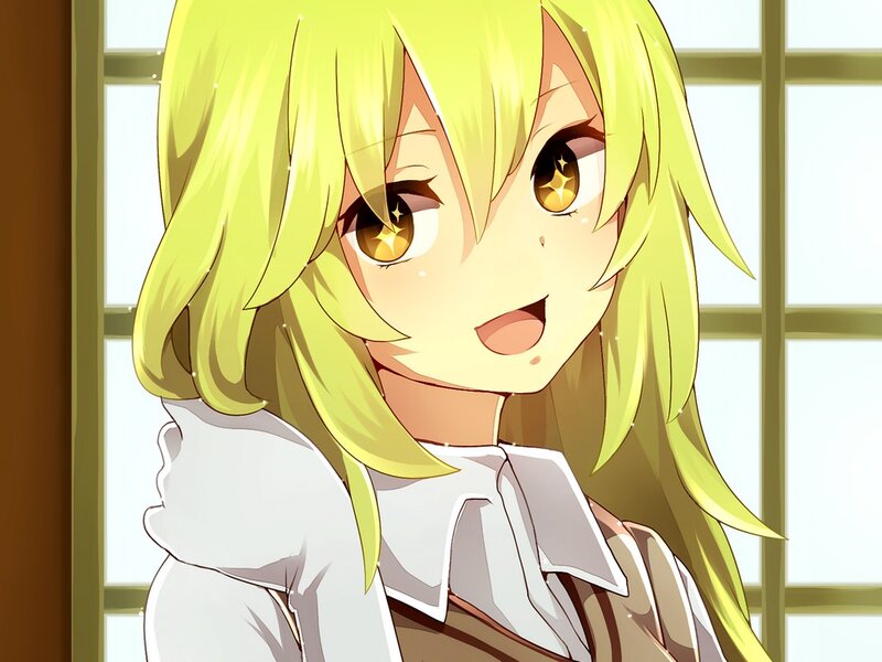 Blonde Anime Girl — Yellow, Cheerful, Afternoon, Window