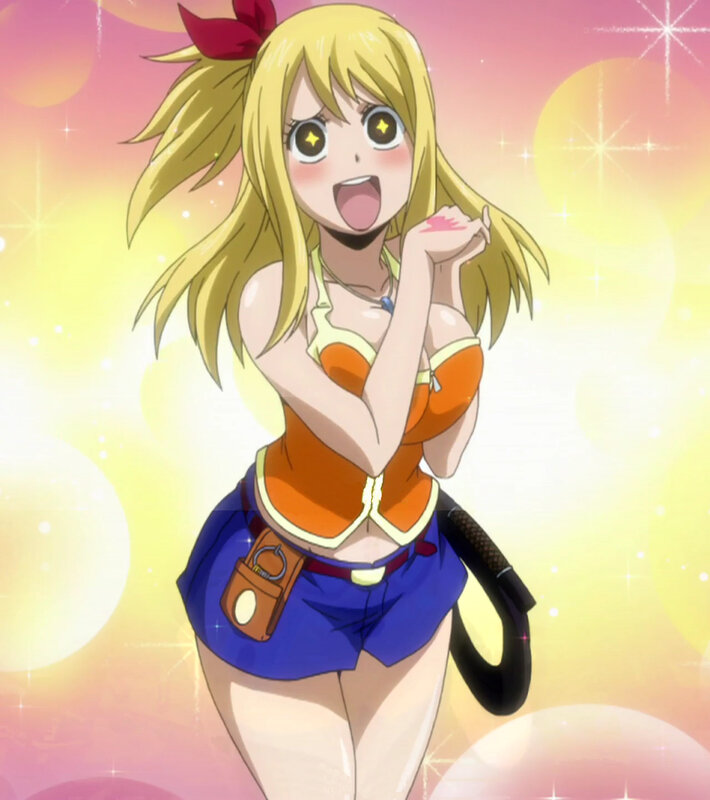 Blonde Anime Girl — Yellow, Cheerful, Red Bow, Orange Top