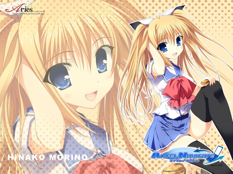 Blonde Anime Girl — Yellow, Cheerful, School Uniform, Cat Ears