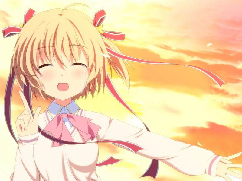 Blonde Anime Girl — Yellow, Cheerful, Sunset
