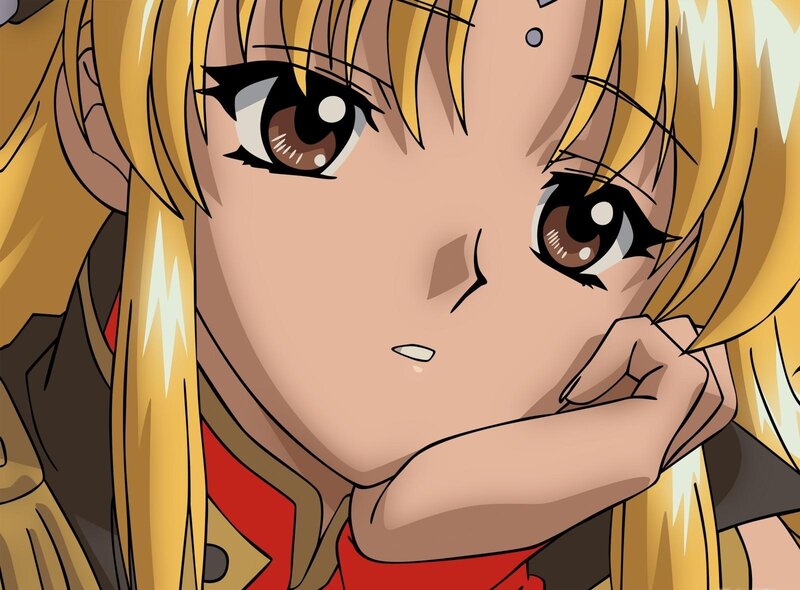 Blonde Anime Girl — Yellow, Contemplative, Eyes