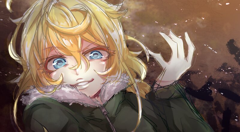 Blonde Anime Girl — Yellow, Dramatic, Coat