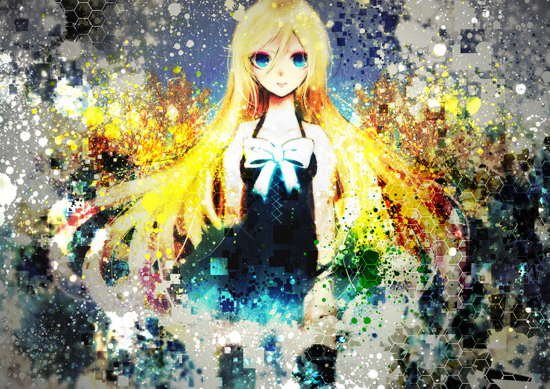 Blonde Anime Girl — Yellow, Dramatic, Digital Art, Dress