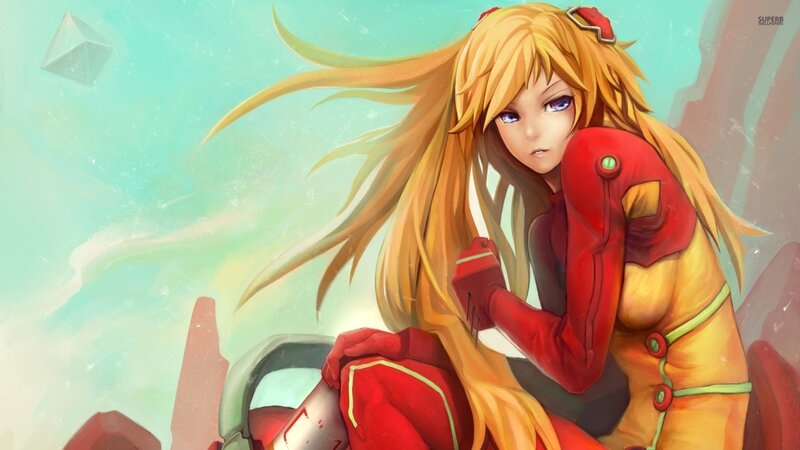Blonde Anime Girl — Yellow, Dramatic, Digital Art, Red Suit