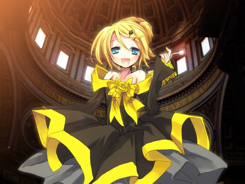 Blonde Anime Girl — Yellow, Dramatic, Dress