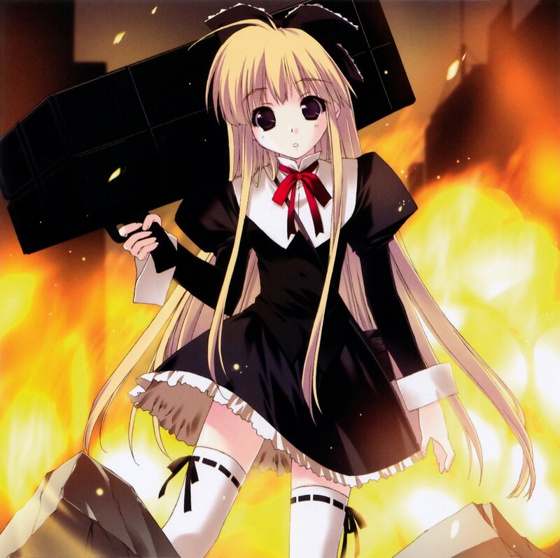 Blonde Anime Girl — Yellow, Dramatic, Fire