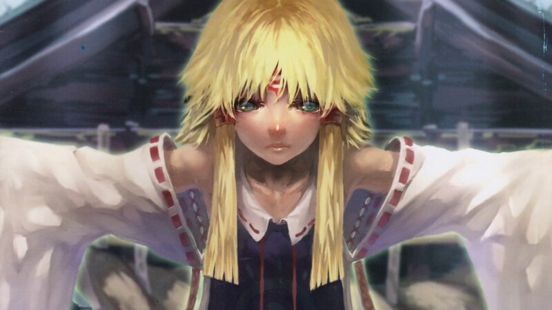 Blonde Anime Girl — Yellow, Dramatic, Green Eyes, White Shirt