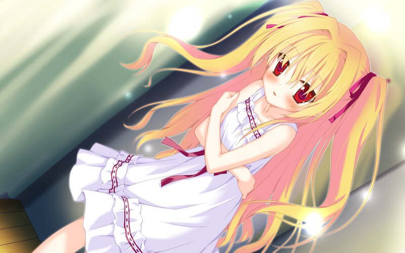 Blonde Anime Girl — Yellow, Dramatic, Long Hair, Red Eyes