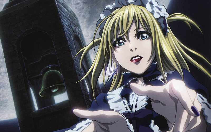 Blonde Anime Girl — Yellow, Dramatic, Night, Bell Tower
