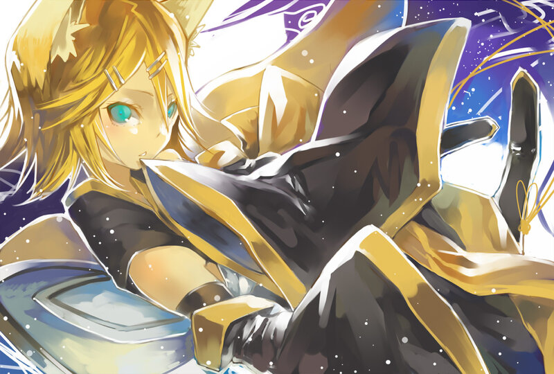 Blonde Anime Girl — Yellow, Dramatic, Night, Digital Art